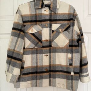 Oversized Plaid Shacket XS Zara